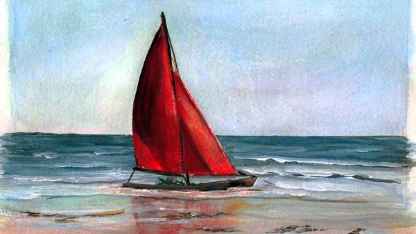 Море с красным парусом