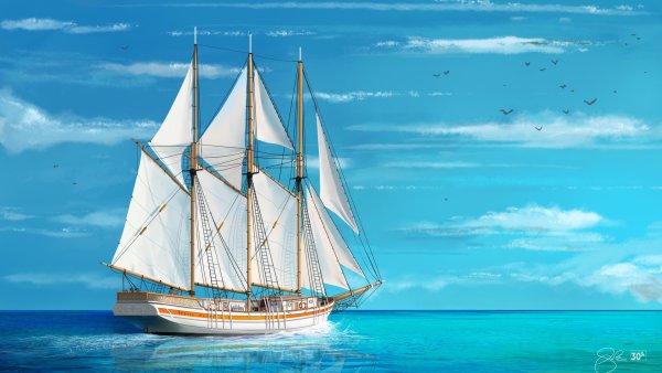 Парусник в море