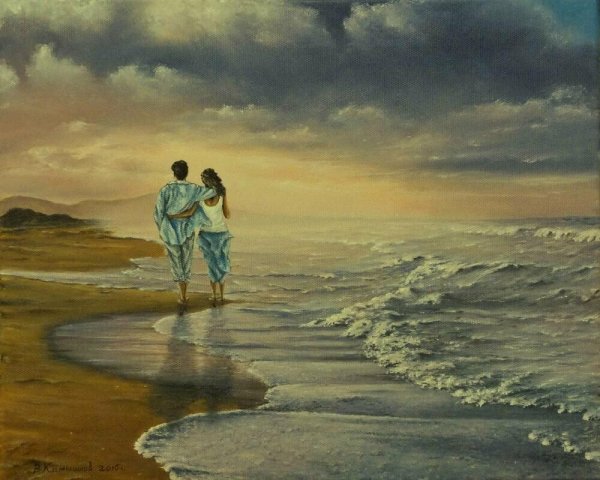 Пара на море живопись