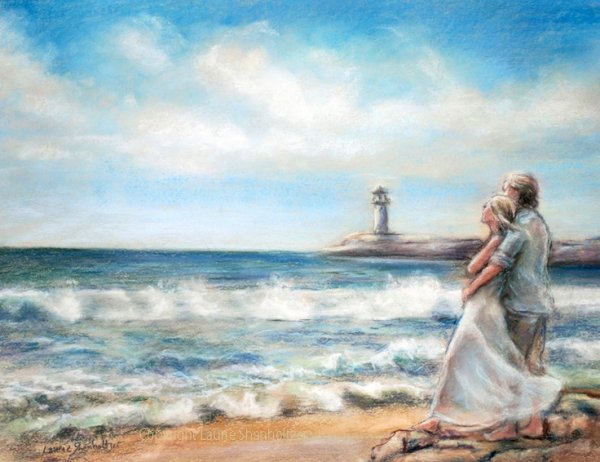 Двое у моря живопись