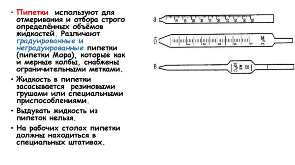 Пипетка химическая лабораторная Назначение