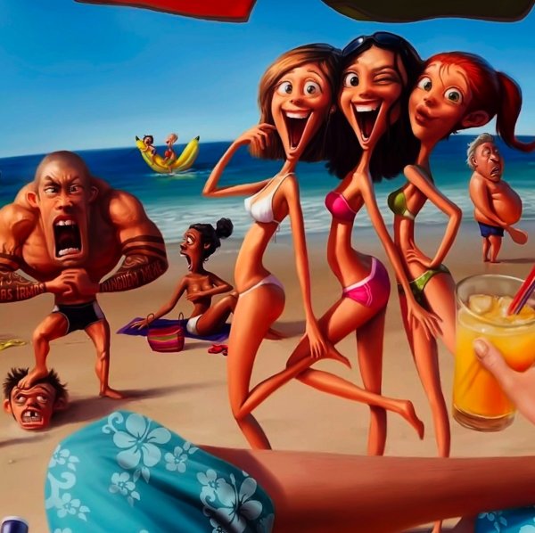 Несколько девушек на пляже