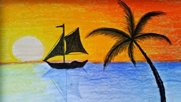 Живопись "закат на Рейне" Кокоек