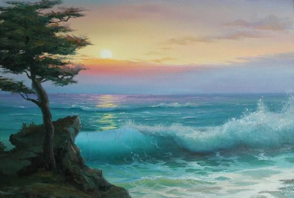 Морской пейзаж красками
