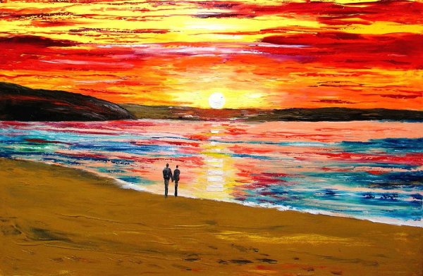 Крымский пейзаж акрил мастихин