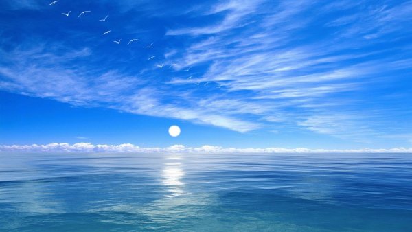 Небо море облака Горизонт