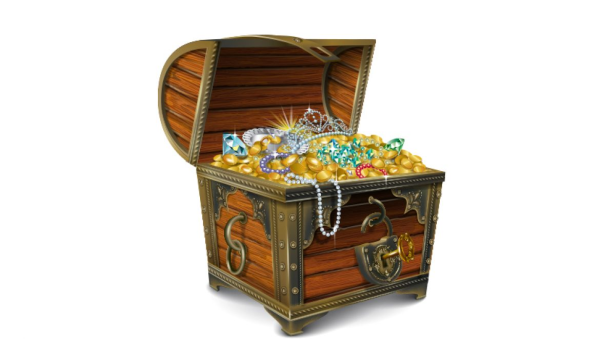 Сундук с сокровищами на дне моря