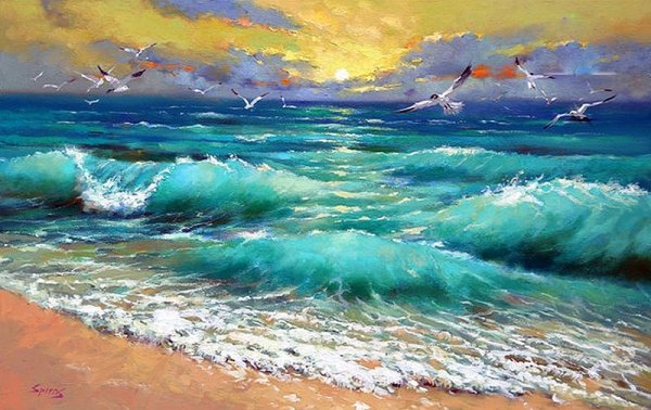 Алмазная мозаика алмазное хобби "морские волны" 40х65