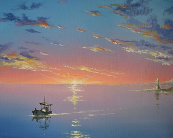 Морской пейзаж акрилом