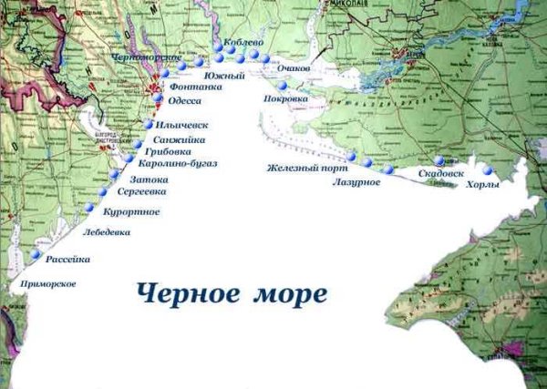 Карта побережья черного моря Украина