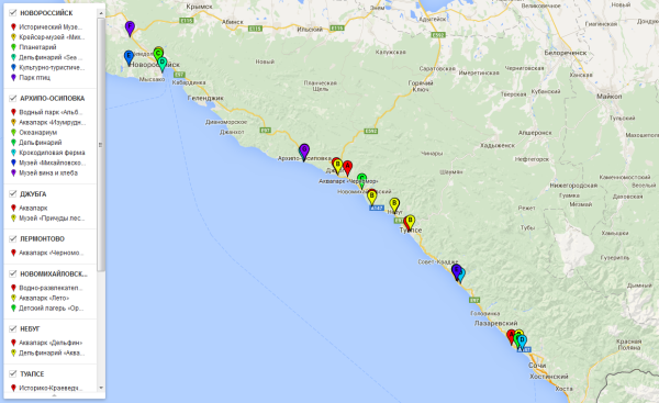 Физическая карта черного моря