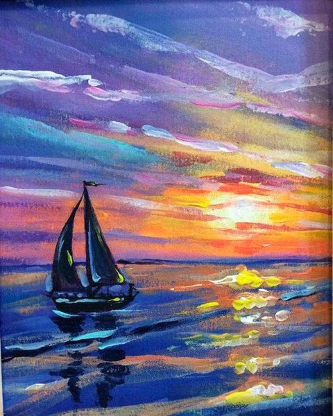 Рисование морской пейзаж