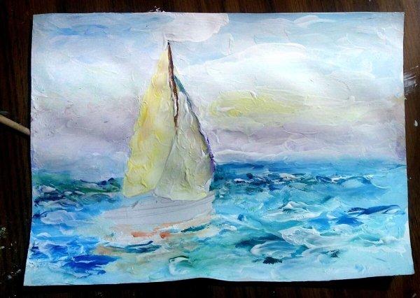 Рисование гуашью море