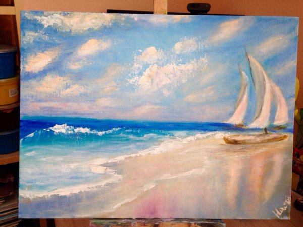 Правополушарное рисование море