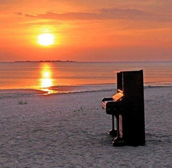 Белый рояль у моря