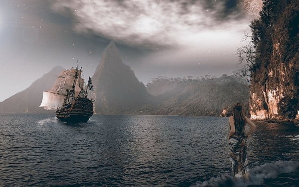 Море черно белое