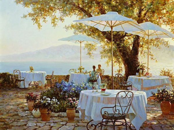 Завтрак на балконе с видом на море