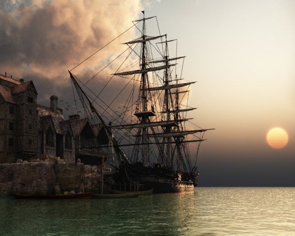 Пиратский корабль в бухте