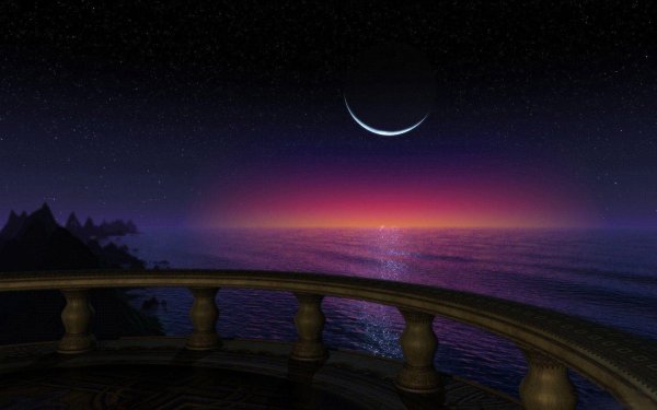 Ночь море Луна звезды