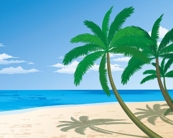 Правополушарное рисование остров с пальмами