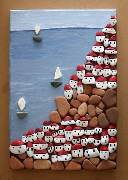 Панно из морских камешков