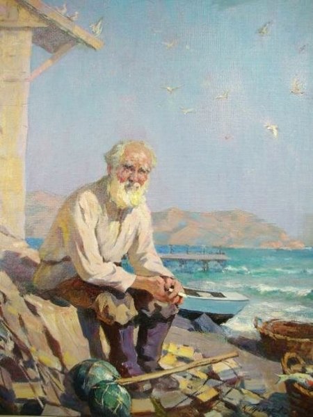 Старик на берегу моря