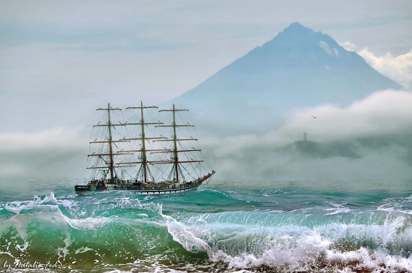 Море волны корабль