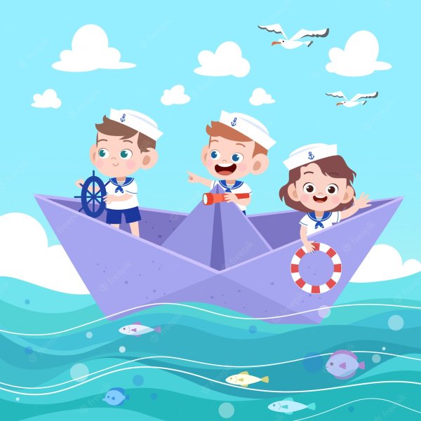 Кораблик дети вектор