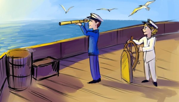 Капитан на палубе корабля