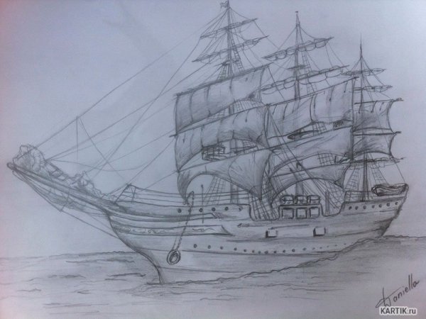 Корабль карандашом