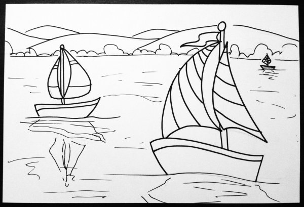 Морской пейзаж шаблон