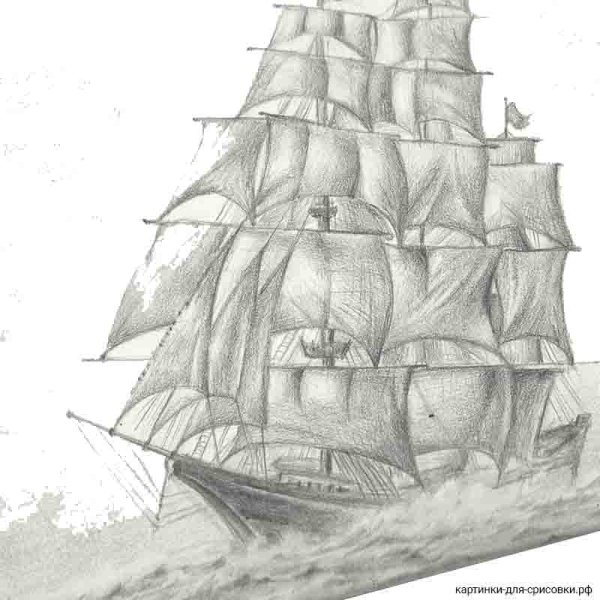 Карандашный набросок корабля