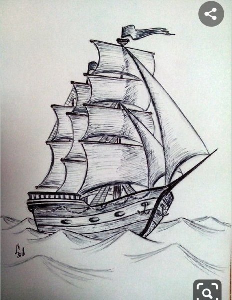 Как нарисовать корабль | Рисунок парусника карандашом