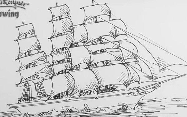 Кораблик гуашью