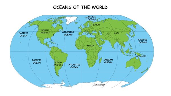 Океаны на карте мира