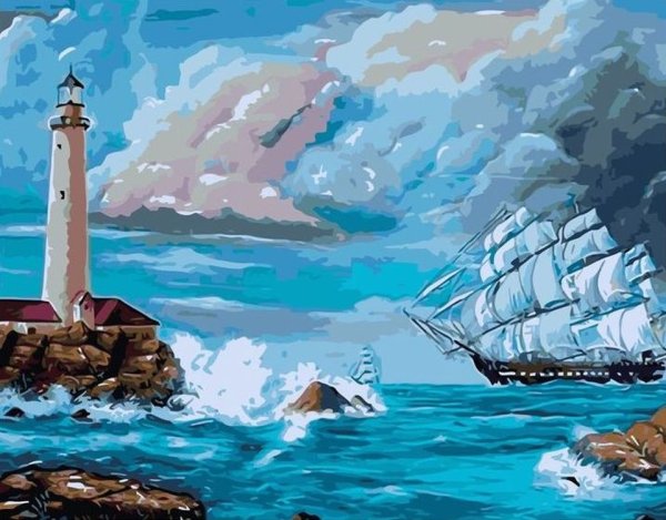 Живопись море волны скалы