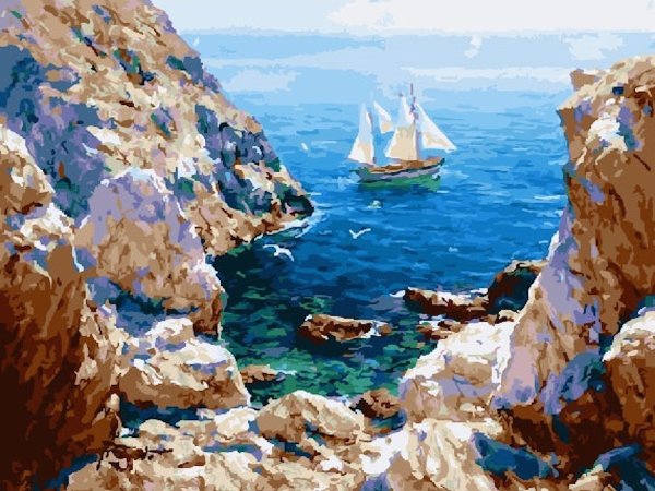 Морской пейзаж на холсте