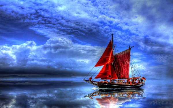 Море закат корабль