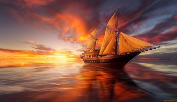 Одинокий корабль в море