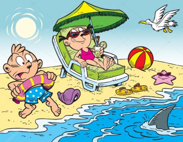 Веселые дети на море