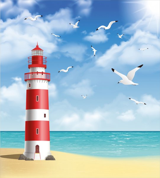 Море Маяк Чайки