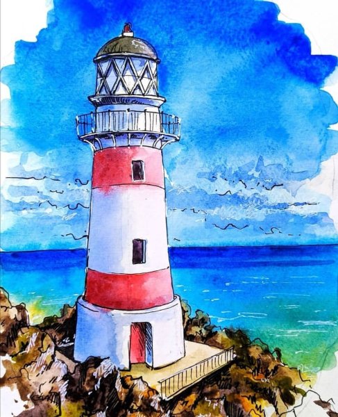 Маяк гуашью