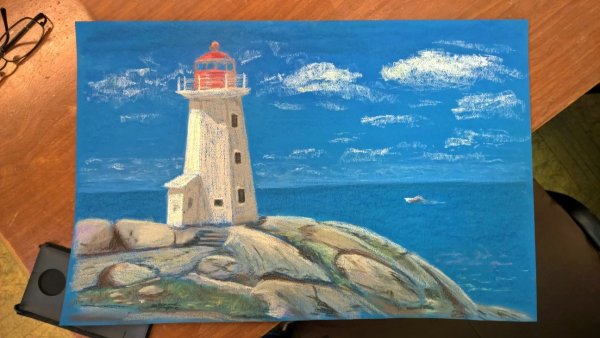 Правополушарное рисование Маяк и море