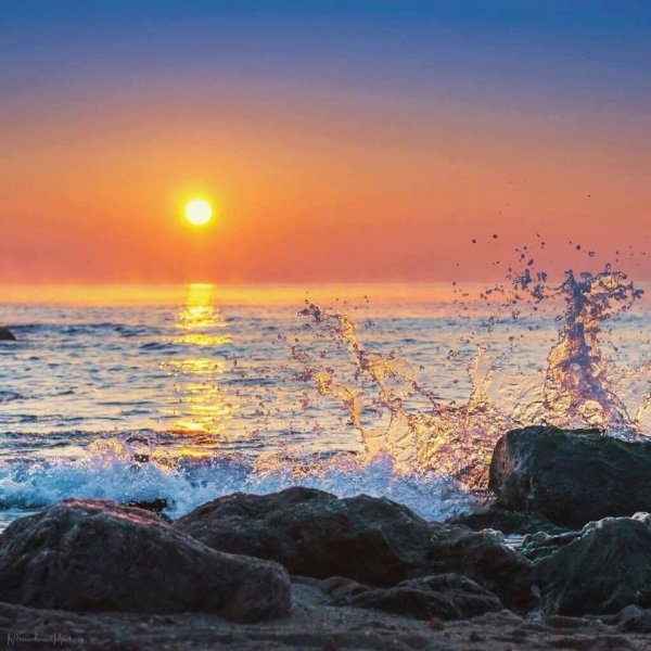 Закат море мост