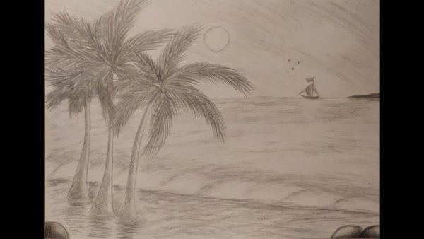 Красивые рисунки карандашом море