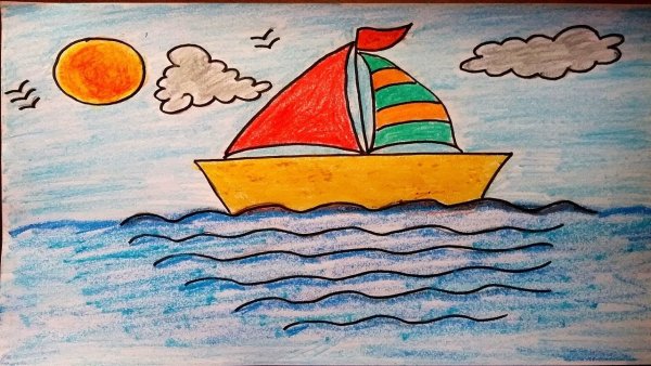 Детский рисунок море