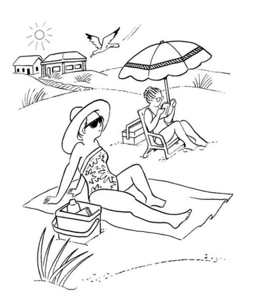 Раскраска пляж