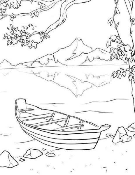 Пейзаж набросок для раскрашивания
