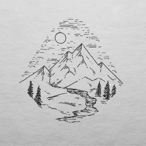 Горы черной ручкой