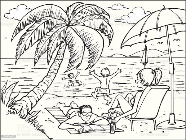 Раскраска на тему семья море